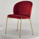 Living Room Chair in Upholstered Velvet and Golden Metal 4 Pieces - Assunta Viadurini