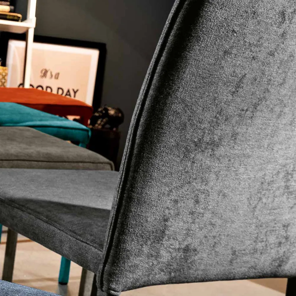 Living Room Chair Entirely Upholstered in Made in Italy Fabric - Rosetta Viadurini