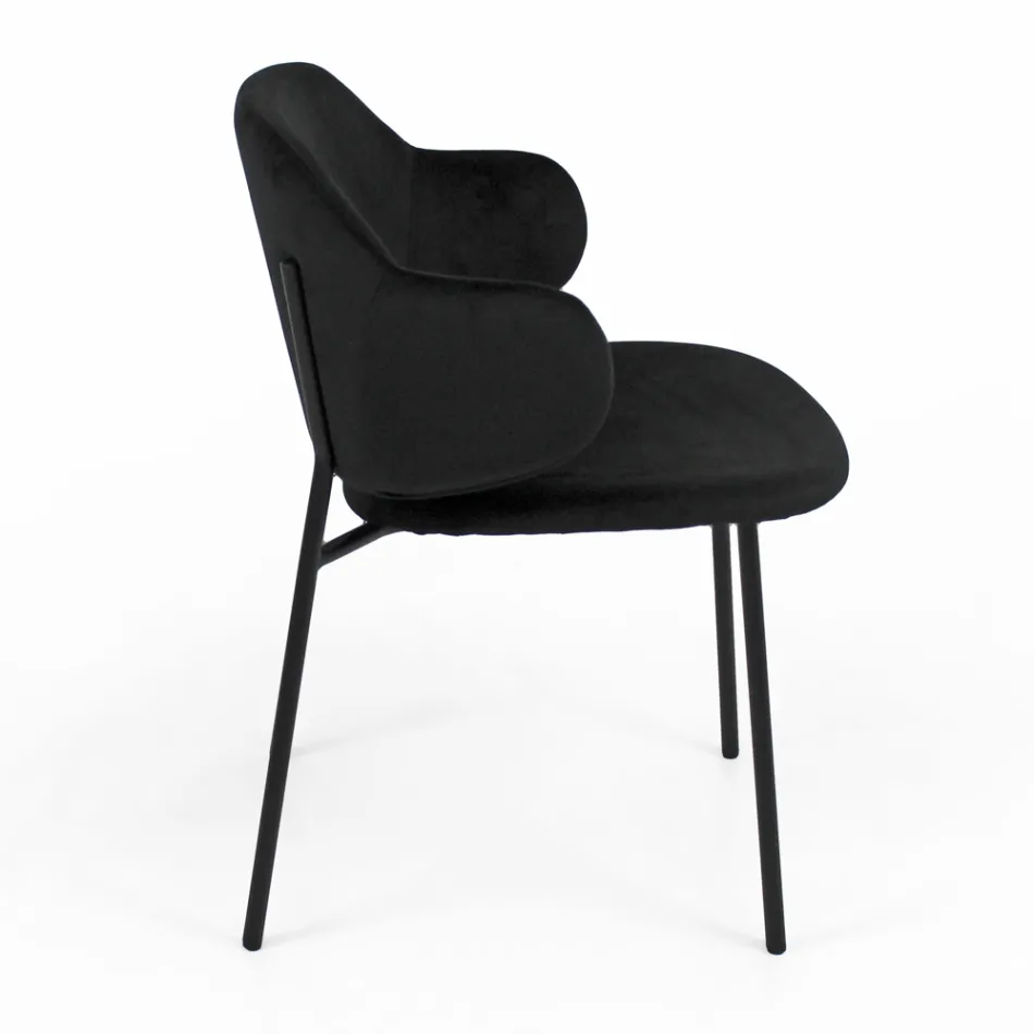 Living Room Chair Made of Steel and Velvet Made in Italy - Foggia Viadurini