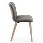 Living Room Chair Upholstered in Fabric and Ash Legs Design - Florinda Viadurini