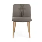 Living Room Chair Upholstered in Fabric and Ash Legs Design - Florinda Viadurini