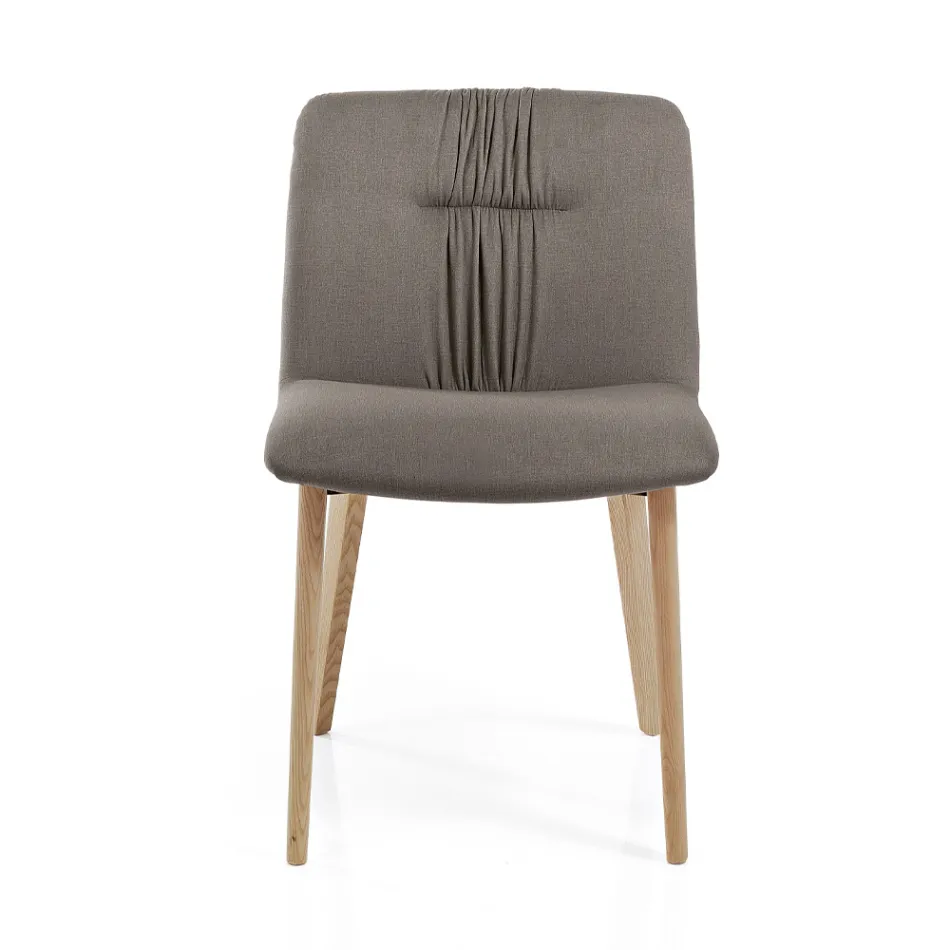 Living Room Chair Upholstered in Fabric and Ash Legs Design - Florinda Viadurini