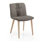 Living Room Chair Upholstered in Fabric and Ash Legs Design - Florinda Viadurini