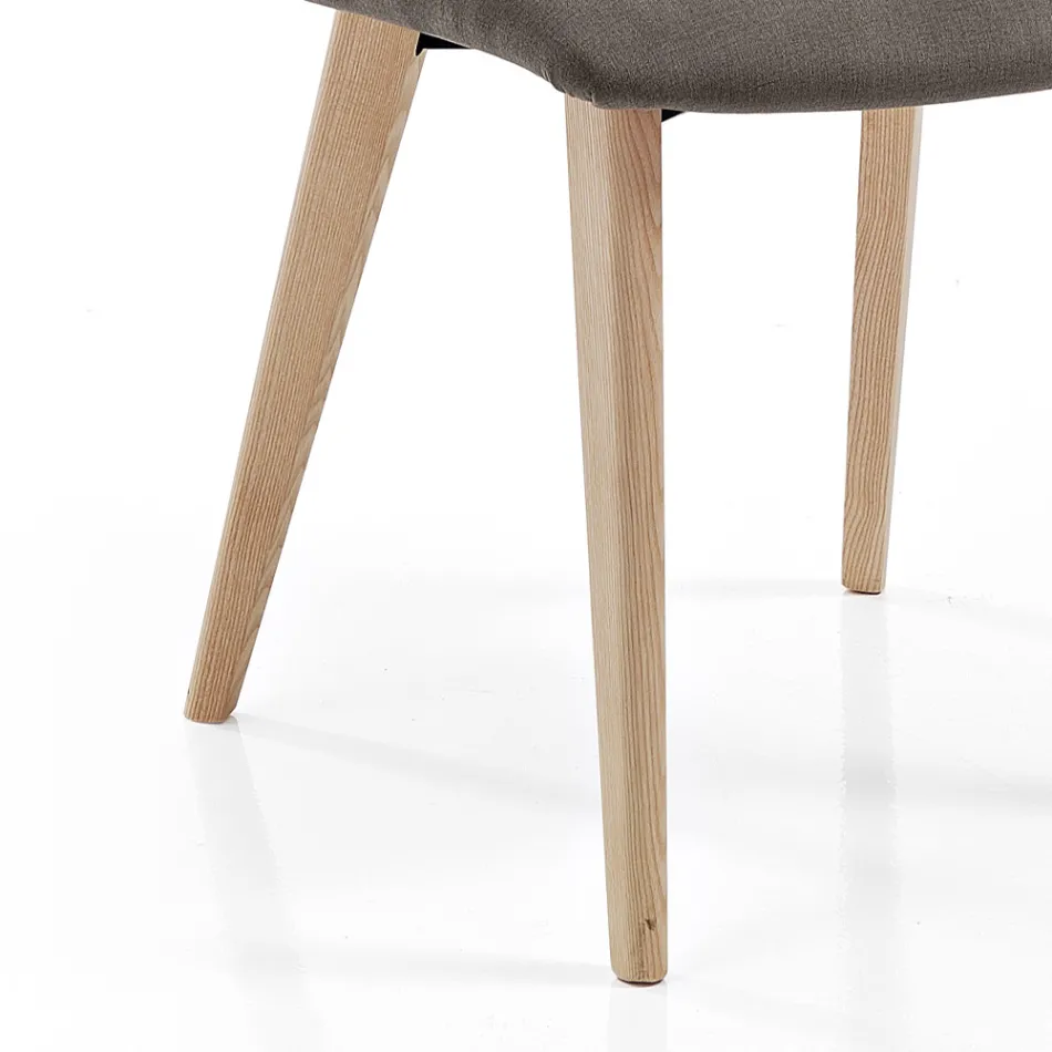 Living Room Chair Upholstered in Fabric and Ash Legs Design - Florinda Viadurini
