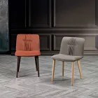Living Room Chair Upholstered in Fabric and Ash Legs Design - Florinda Viadurini