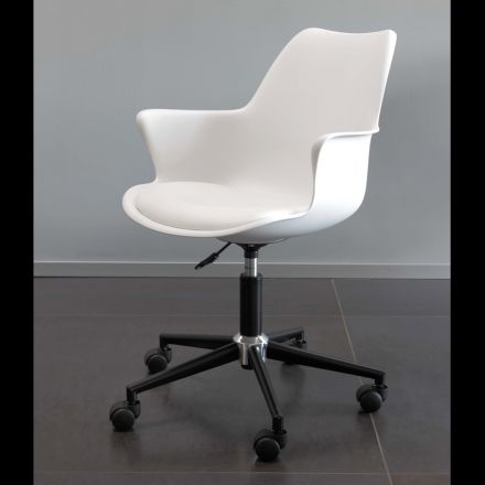 Office Chair with Casters, Armrests and Height-Adjustable Seat - Iuri Viadurini