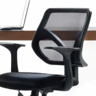 Office Chair with Swivel Wheels in Black Tecnorete and Fabric - Giovanna Viadurini