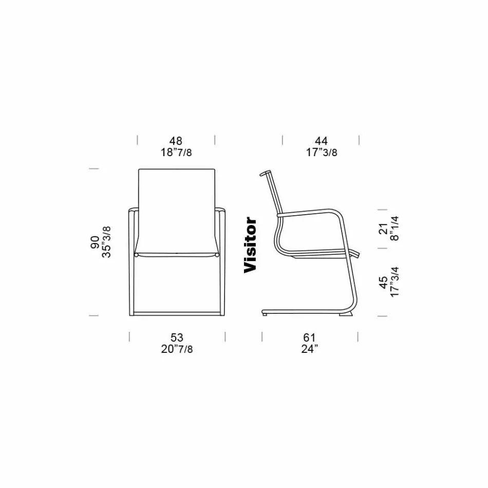 Ergonomic Sled Office Chair with Armrests Made in Italy - Filanna Viadurini