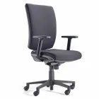 Ergonomic Swivel Office Chair with Armrests in Black Fabric - Macrino Viadurini