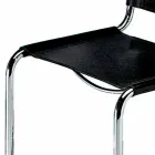 Leather Office Chair with Chromed Steel Structure Made in Italy - Elite Viadurini