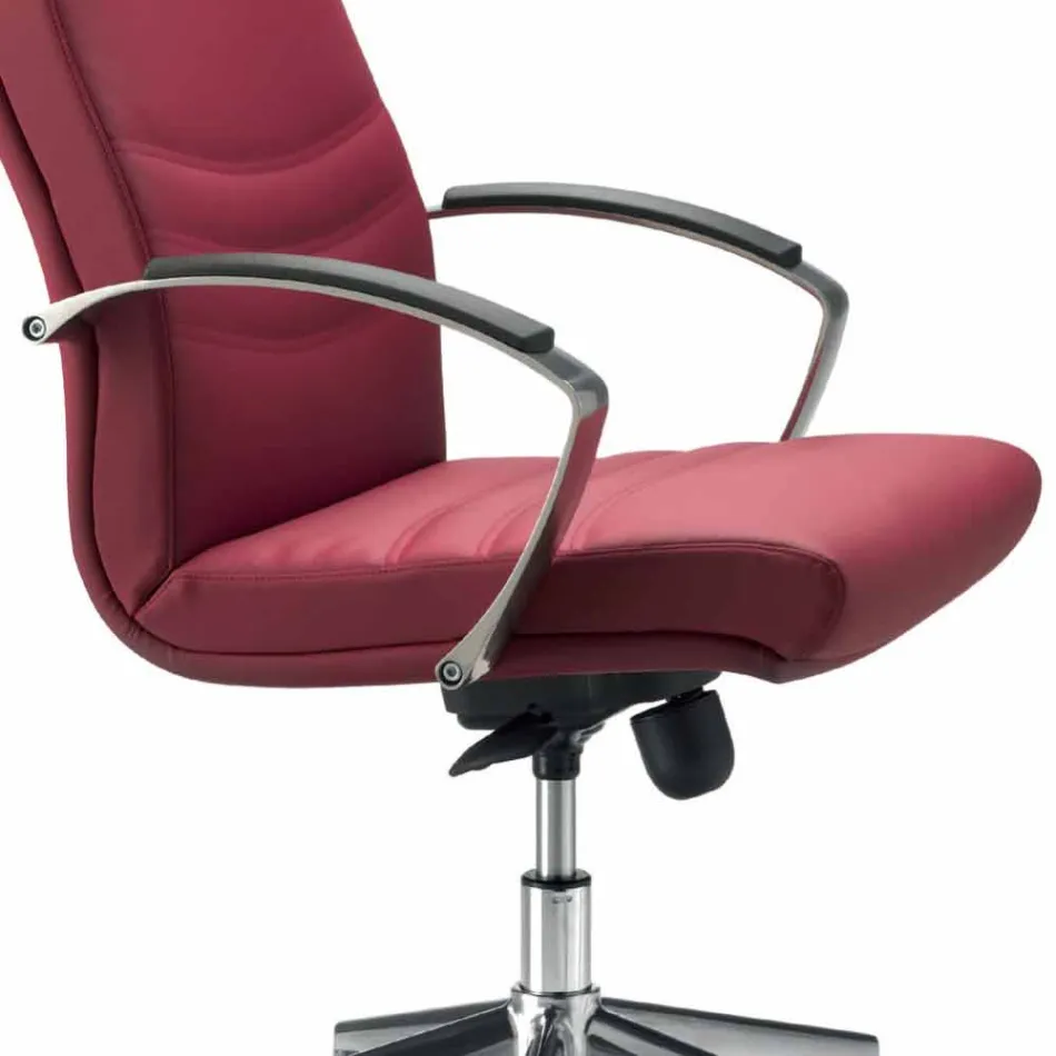 Office chair in beech wood lined with cowhide type Debora flower Viadurini