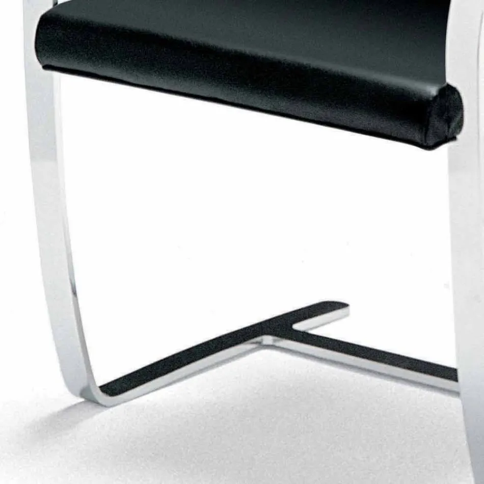 Leather Office Chair with Chrome Steel Structure Made in Italy - Quartz Viadurini