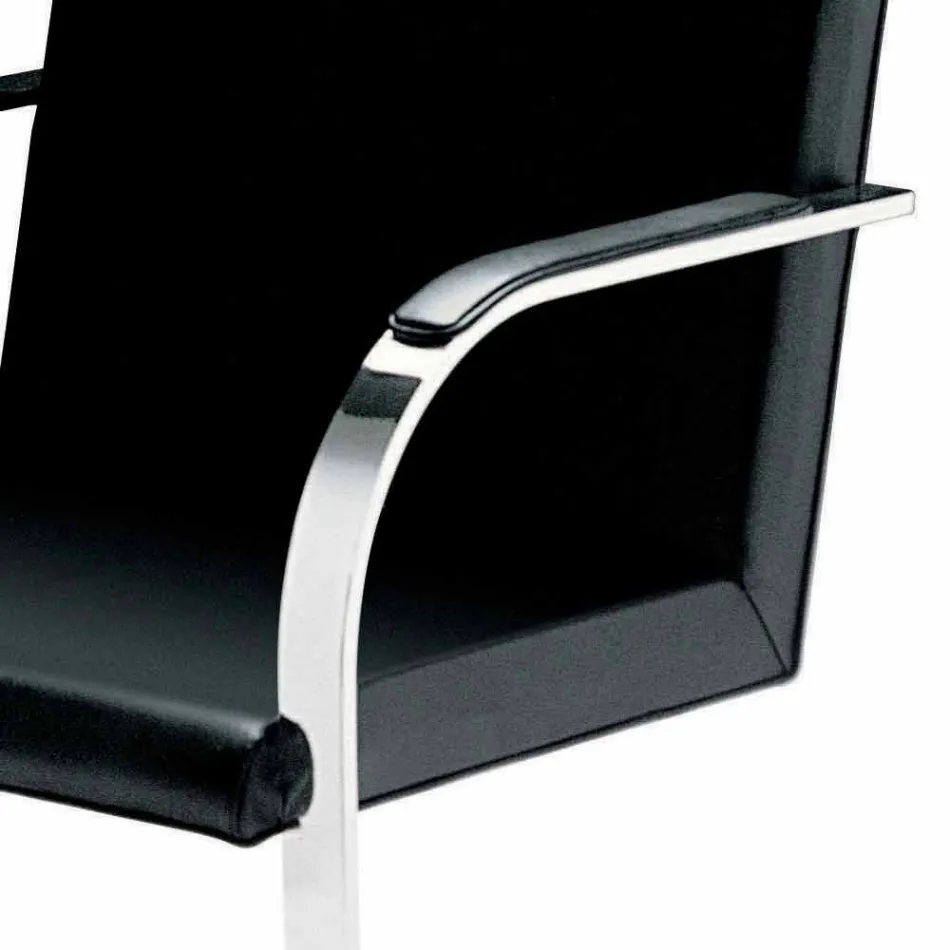 Leather Office Chair with Chrome Steel Structure Made in Italy - Quartz Viadurini