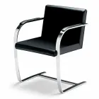 Leather Office Chair with Chrome Steel Structure Made in Italy - Quartz Viadurini