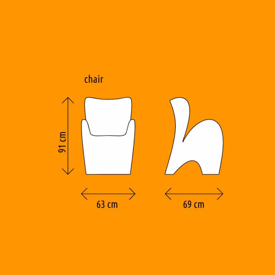 Design Chair for Indoor or Outdoor in Colored Plastic 2 Pieces - Lily by Myyour Viadurini