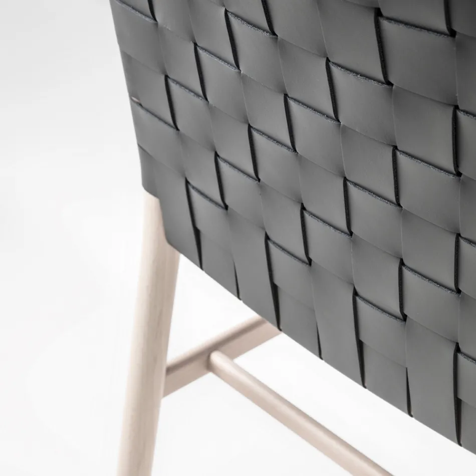 High Quality Chair in Beech Wood and Leather Made in Italy, 2 Pieces - Nora Viadurini