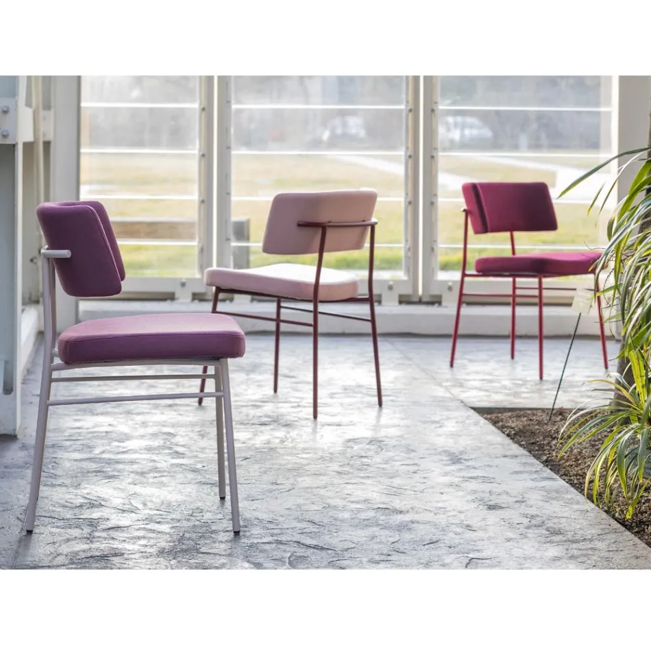 Luxury Fabric Chair with Metal Base Made in Italy, 2 Pieces - Alaska Viadurini