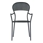 Stackable Garden Chair with Anthracite Color Iron Structure - Nadege Viadurini
