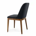 Padded Chair with Oak Wood Base Made in Italy - Sebastian Viadurini