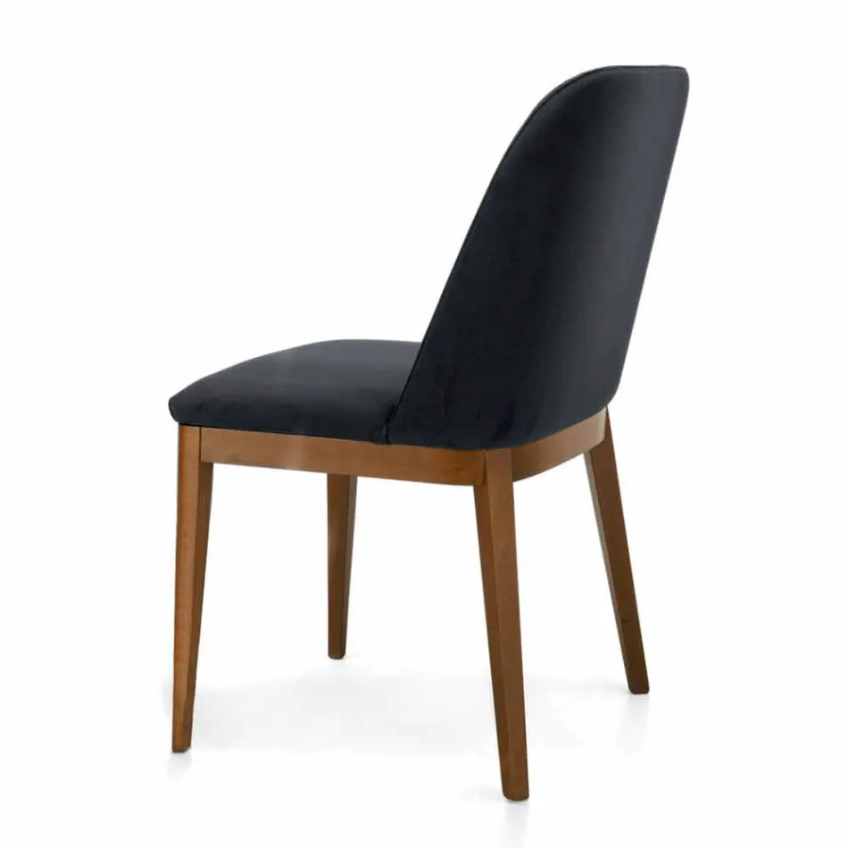 Padded Chair with Oak Wood Base Made in Italy - Sebastian Viadurini