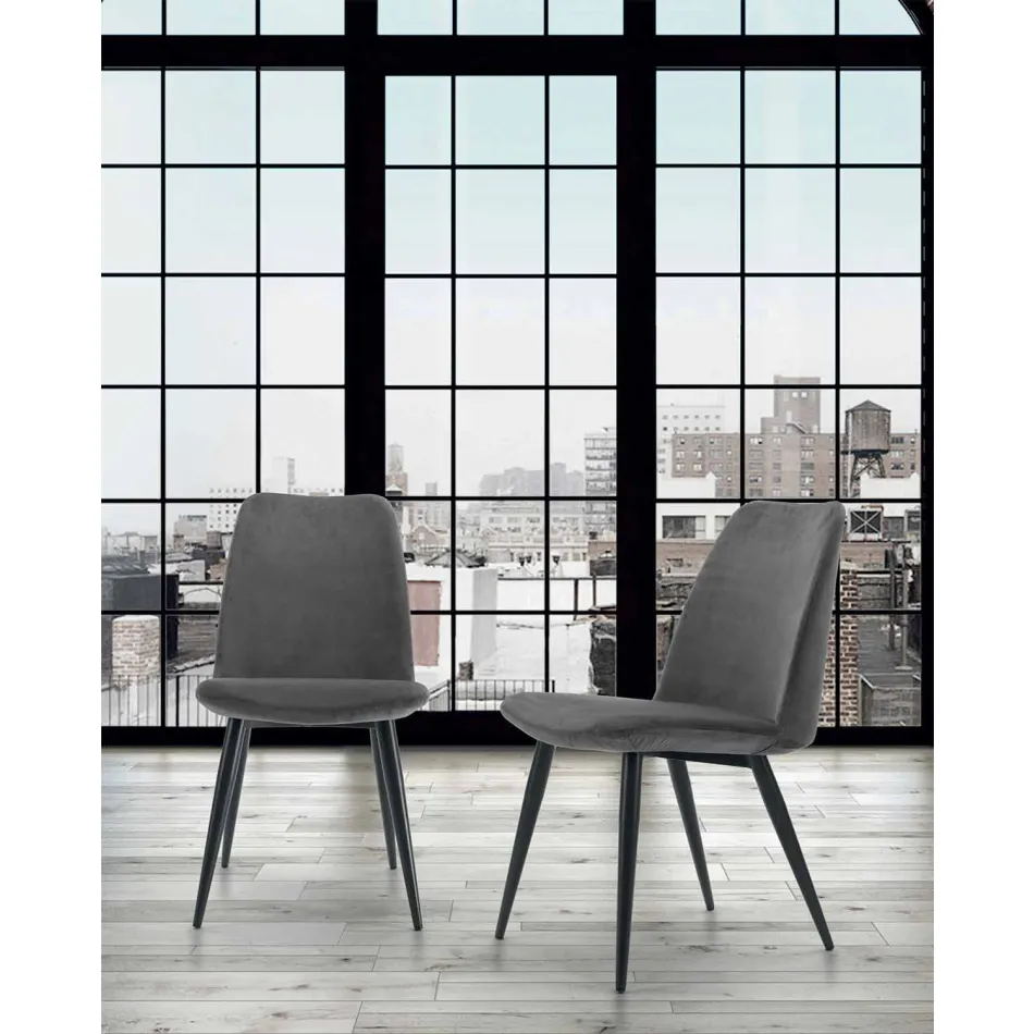 Padded Dining Room Chair with Lacquered Steel Base – Granella Viadurini