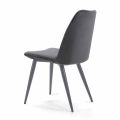 Padded Chair for Dining Room with Lacquered Steel Base - Grains