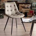 Upholstered Dining Room Chair in Faux Leather with Black Legs, 2 Pieces - Edda