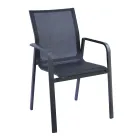 Stackable Chair with Aluminum and White or Gray Textilene Armrests - Greenstyle Viadurini