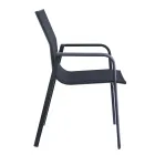 Stackable Chair with Aluminum and White or Gray Textilene Armrests - Greenstyle Viadurini