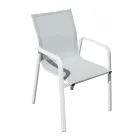Stackable Chair with Aluminum and White or Gray Textilene Armrests - Greenstyle Viadurini