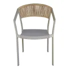Stackable Chair with Textilene Seat and Twist Wicker Back - Passion Viadurini