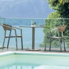 Stackable Chair with Textilene Seat and Twist Wicker Back - Passion Viadurini