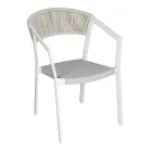 Stackable Chair with Textilene Seat and Twist Wicker Back - Passion Viadurini