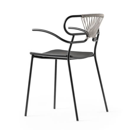 Stackable Chair with Metal Structure and Rope Made in Italy, 2 Pieces - Trosa Viadurini