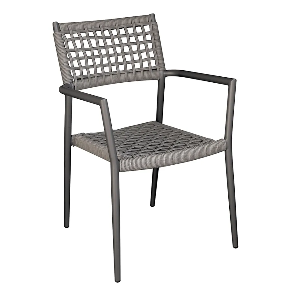 Stackable Outdoor Chair with Twist Wicker Seat and Back - Solefresco Viadurini