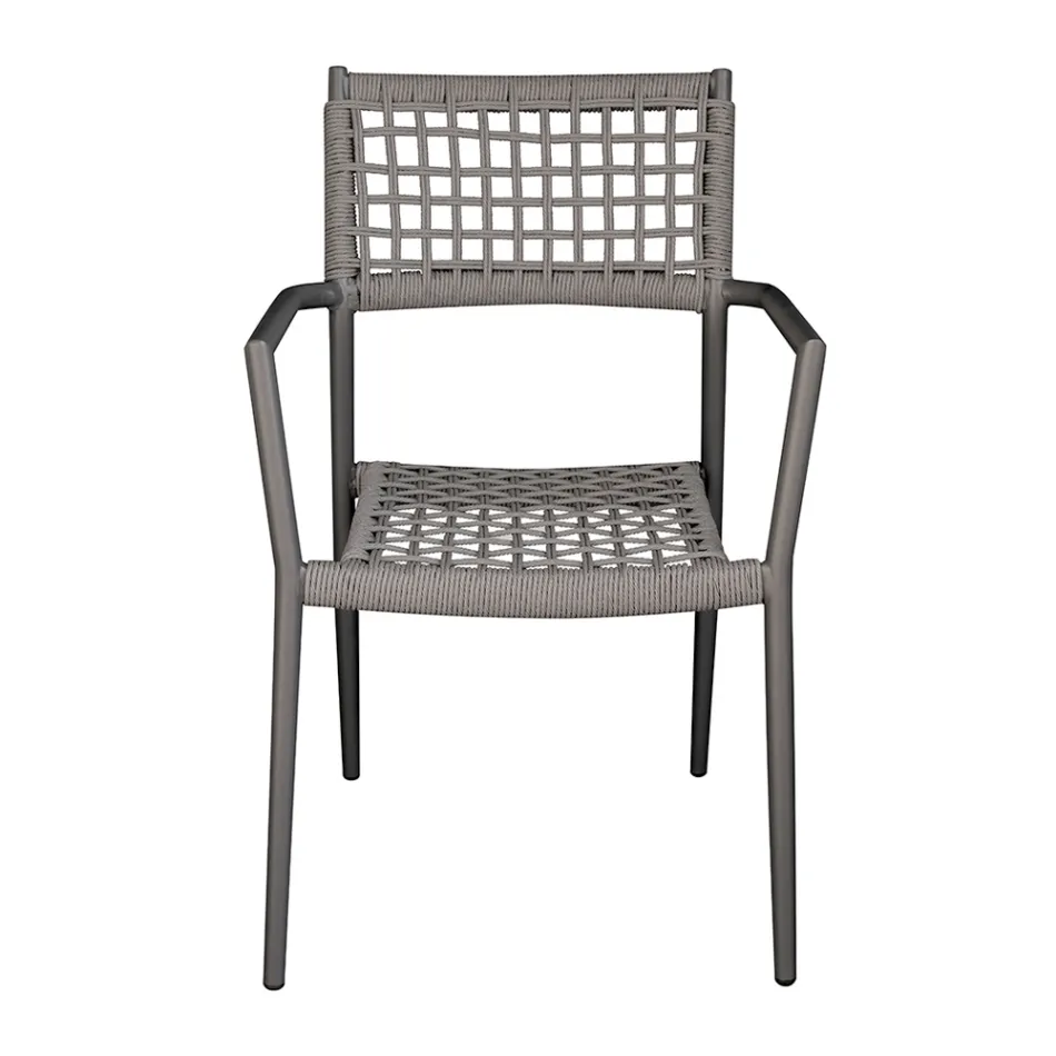 Stackable Outdoor Chair with Twist Wicker Seat and Back - Solefresco Viadurini