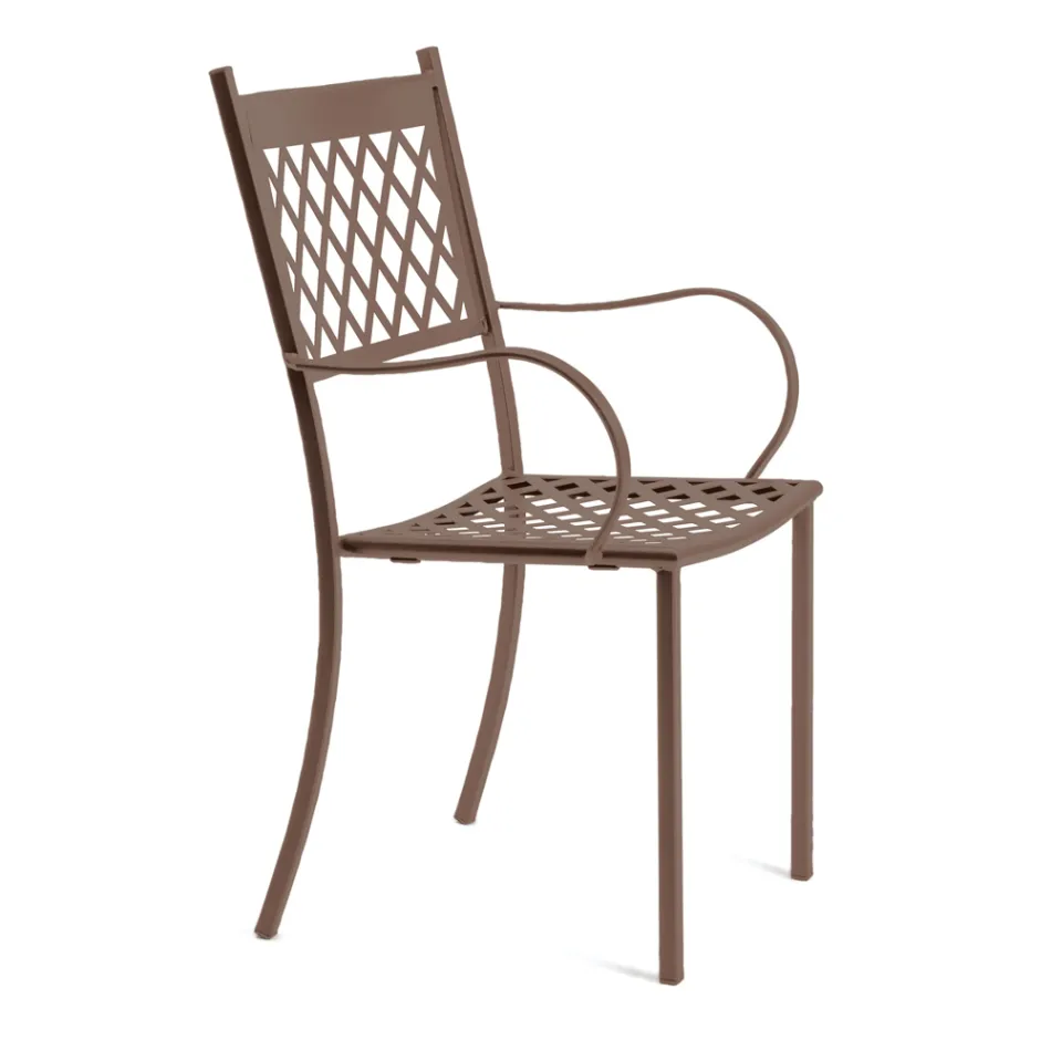 Stackable Outdoor Chair in Galvanized Steel Made in Italy 4 Pieces - Celia Viadurini