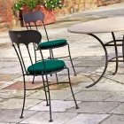 Stackable Outdoor Iron Chair with Cushion Made in Italy 2 Pieces - Allegra Viadurini