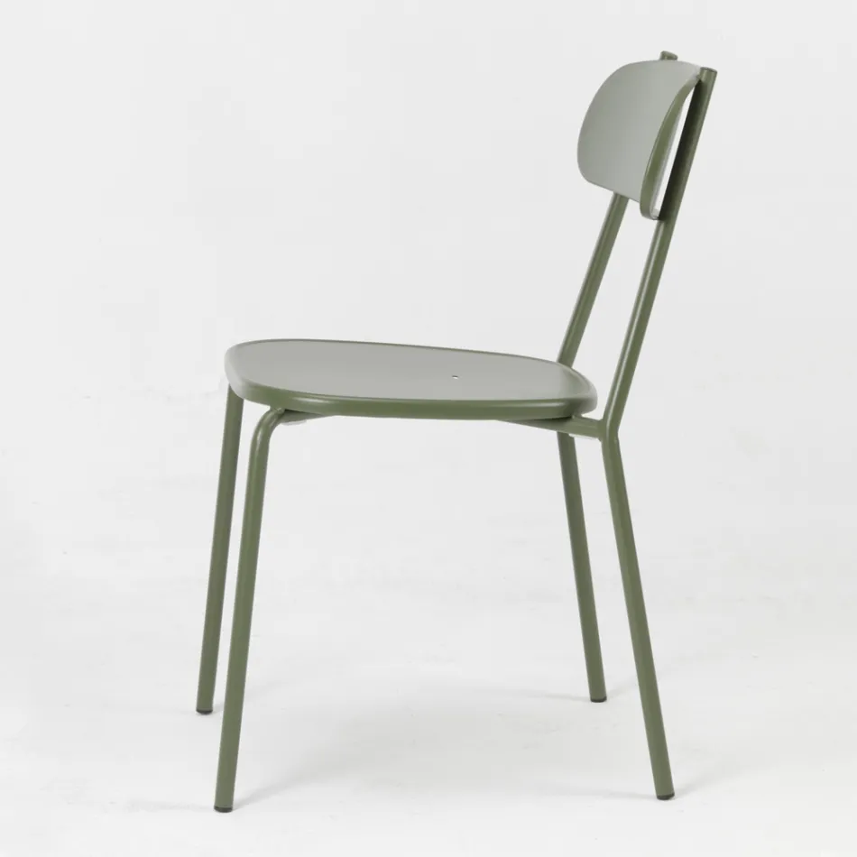 Stackable Outdoor Chair in Colored Metal Made in Italy 4 Pieces - Pixie Viadurini