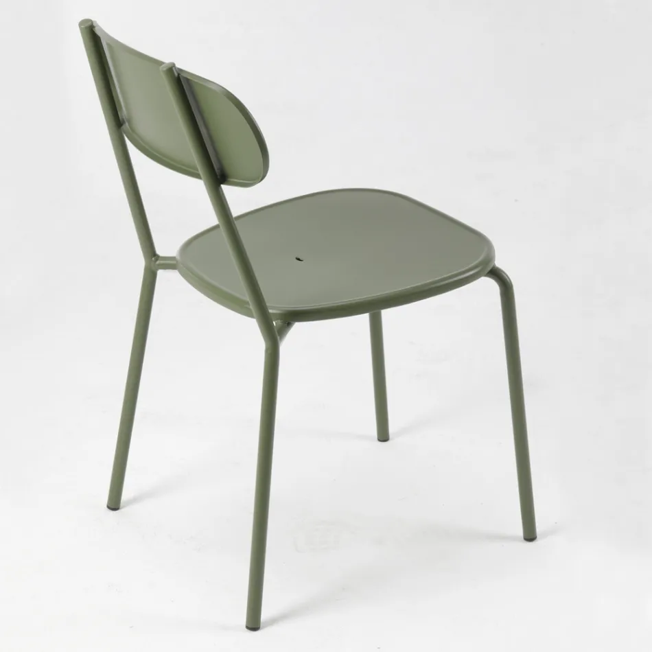 Stackable Outdoor Chair in Colored Metal Made in Italy 4 Pieces - Pixie Viadurini