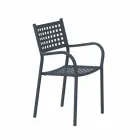 Stackable Outdoor Chair in Painted Metal Made in Italy, 8 Pieces - Lina Viadurini