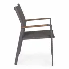 Stackable Outdoor Chair in Textilene and Anthracite Aluminum, 6 Pieces - Urban Viadurini