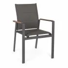 Stackable Outdoor Chair in Textilene and Anthracite Aluminum, 6 Pieces - Urban Viadurini