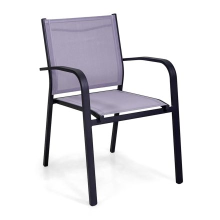 Stackable Outdoor Chair in Textilene and Aluminum Frame - Pennarello Viadurini