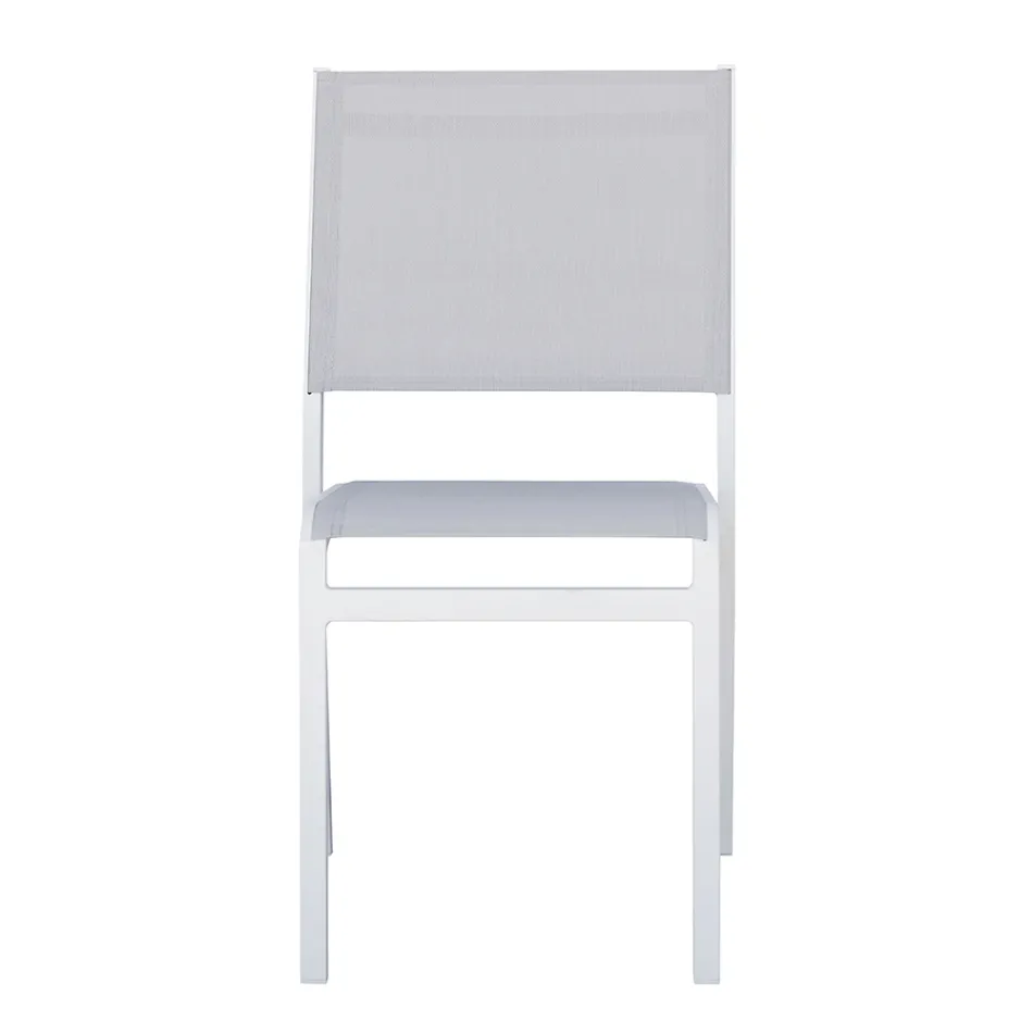 Stackable Aluminum and Textilene White or Gray Garden Chair - Floraforma Viadurini
