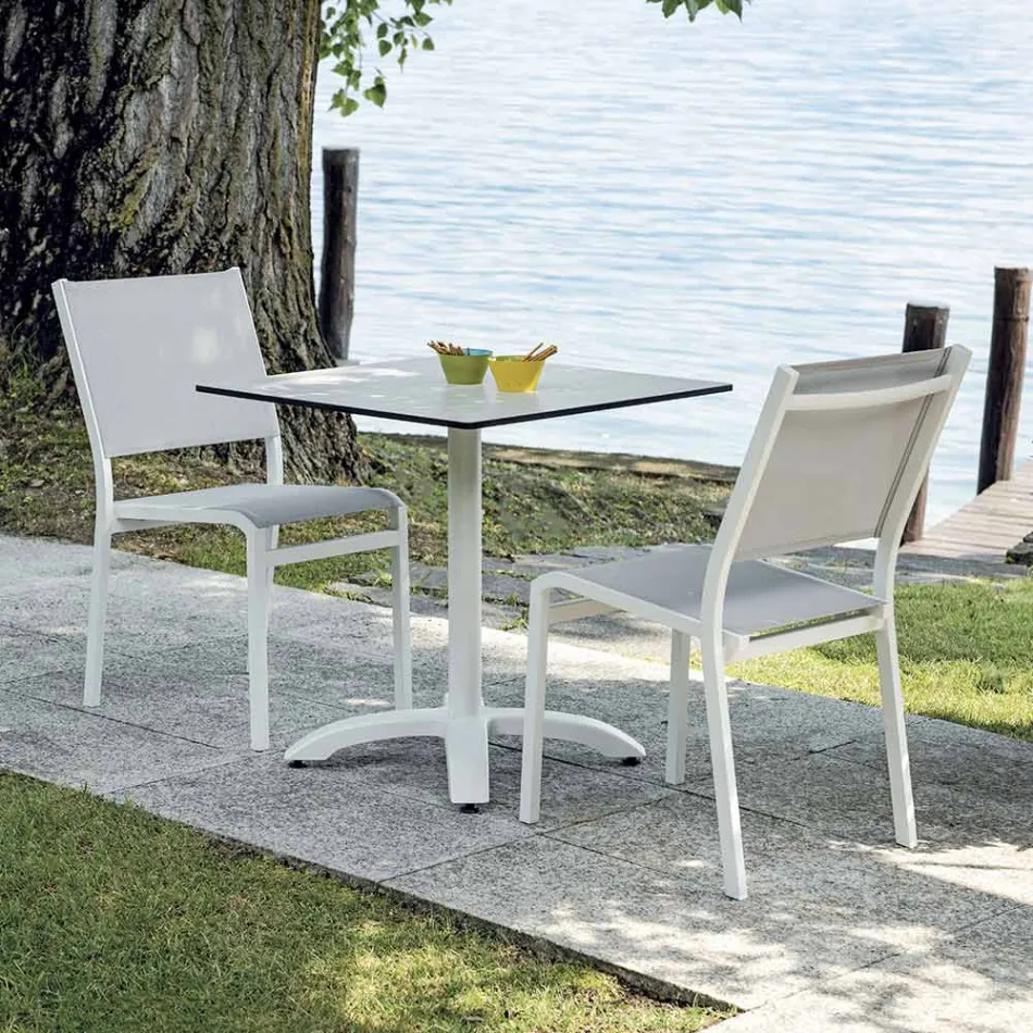 Stackable Aluminum and Textilene White or Gray Garden Chair - Floraforma Viadurini