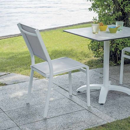 Stackable Aluminum and Textilene White or Gray Garden Chair - Floraforma Viadurini