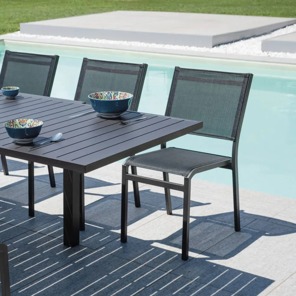 Stackable Aluminum and Textilene White or Gray Garden Chair - Floraforma Viadurini