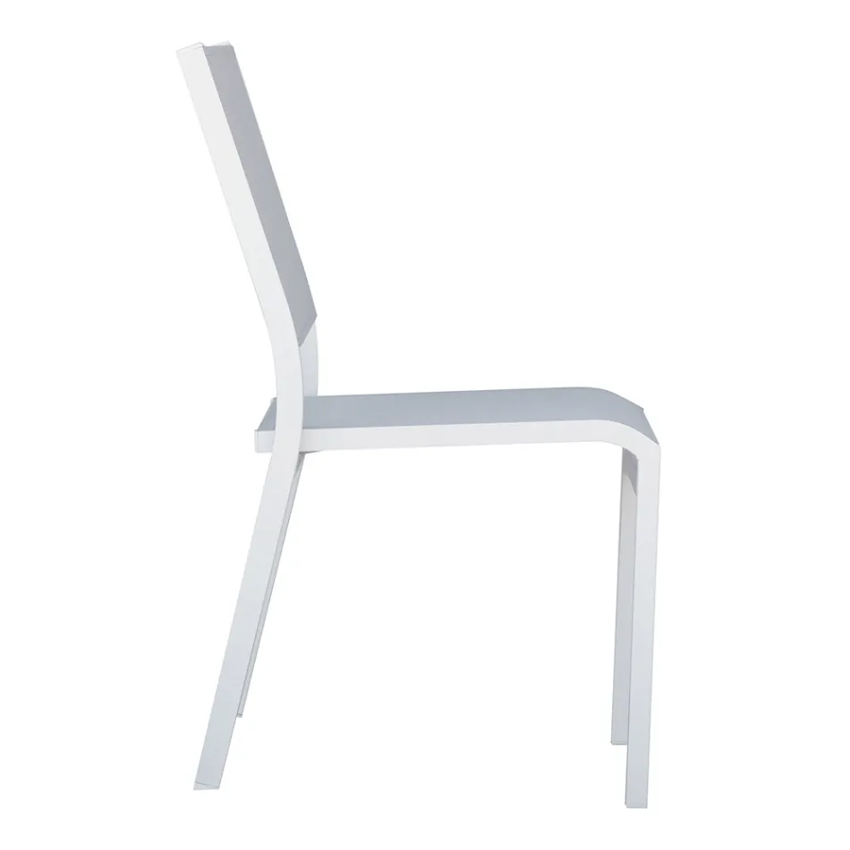 Stackable Aluminum and Textilene White or Gray Garden Chair - Floraforma Viadurini