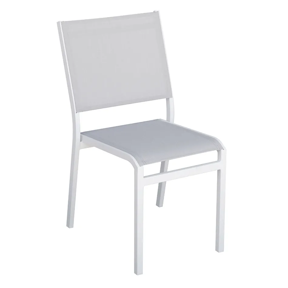 Stackable Aluminum and Textilene White or Gray Garden Chair - Floraforma Viadurini